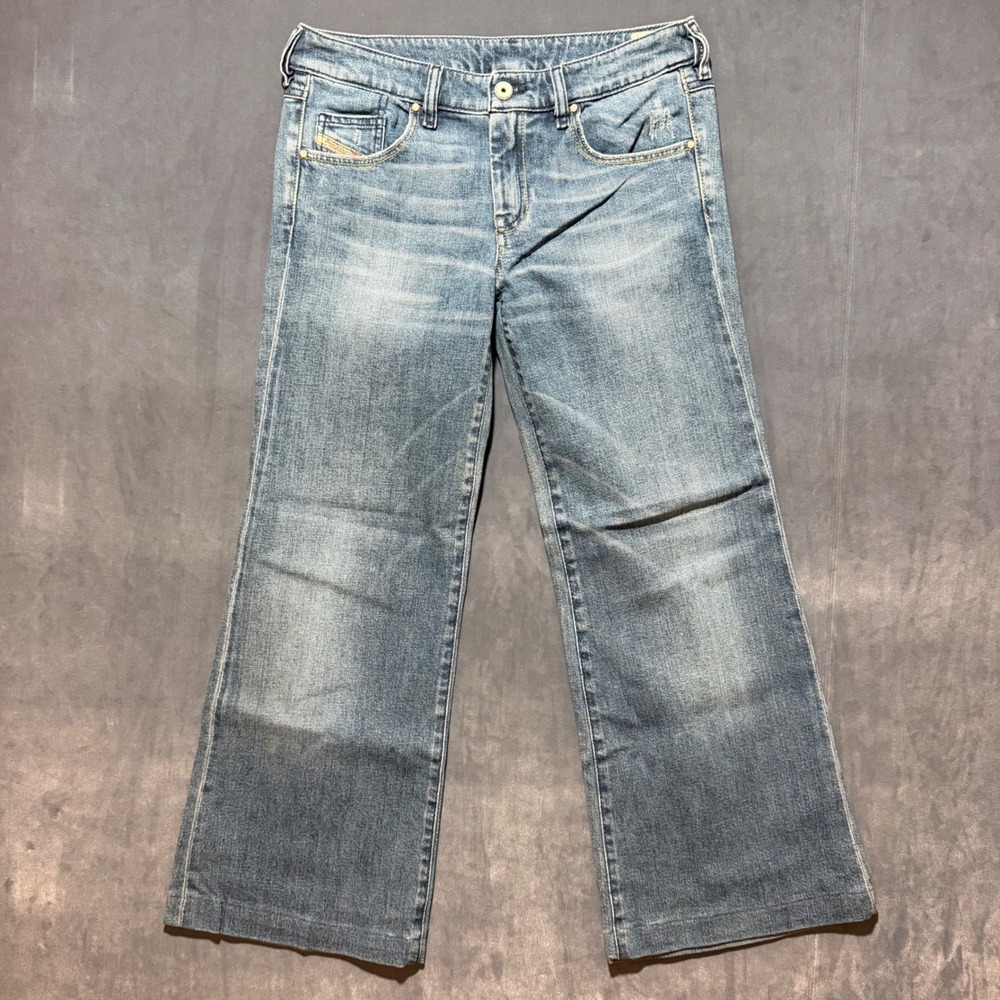 Diesel YBO Jeans Women 30x29 Blue Wide Leg Low Rise Baggy Distressed Denim 008LA